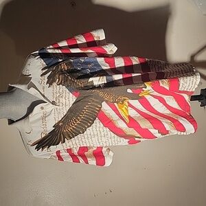 Vintage Mens American Summer USA flag w/Eagle Double-Sided Printed Polo, L